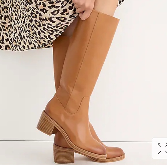 J. Crew Knee high stacked heel boots in leather BJ870 brown - Picture 3 of 10